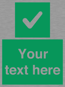 Custom green background, green square with tick sign